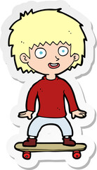sticker of a cartoon boy on skateboard