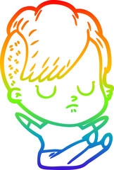 rainbow gradient line drawing cartoon woman