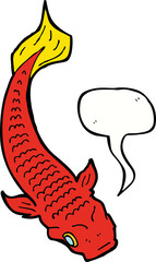 cartoon fish with speech bubble