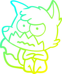cold gradient line drawing cartoon annoyed fox