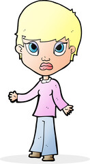 cartoon woman shrugging shoulders