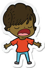 sticker of a cartoon woman talking