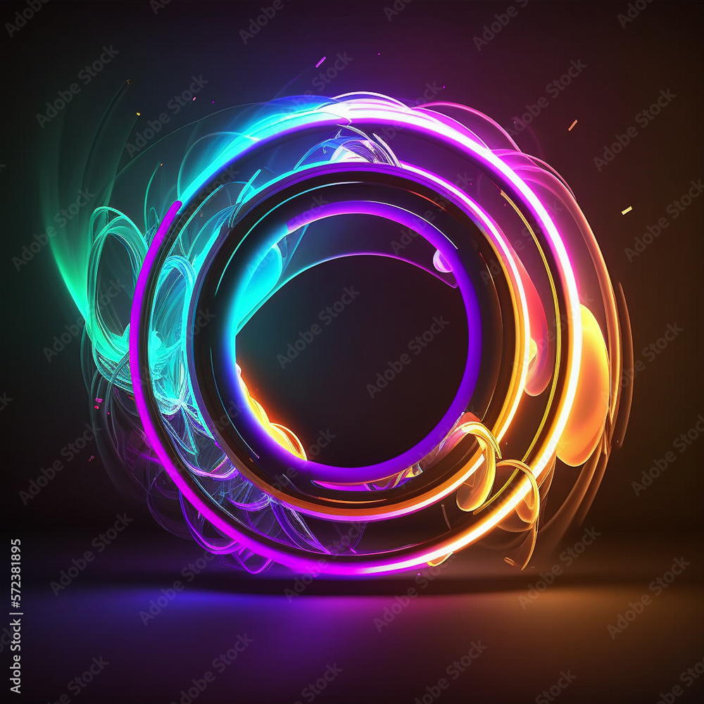 Canvas Prints letter o neon illumination abstract background with circles