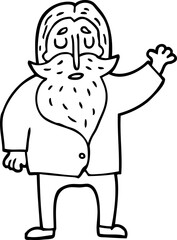 line drawing cartoon bearded man