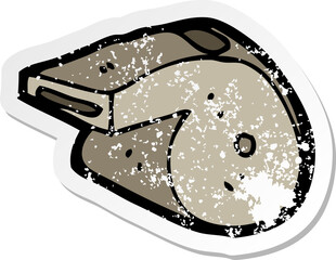 retro distressed sticker of a cartoon whistle