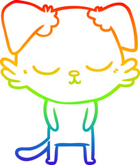 rainbow gradient line drawing cute cartoon dog