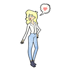 cartoon woman in love