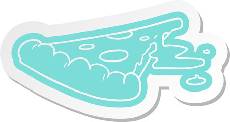 cartoon sticker of a slice of pizza