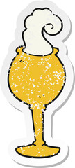 retro distressed sticker of a cartoon magic goblet