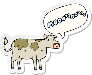 cartoon cow and speech bubble sticker
