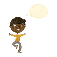 cartoon excited man with thought bubble