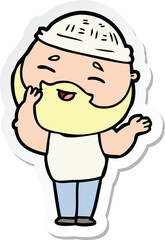 sticker of a cartoon happy bearded man
