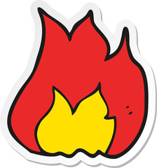 sticker of a cartoon fire symbol