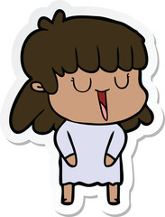 sticker of a cartoon woman laughing