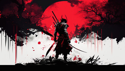 Samurai, Generative AI, Illustration