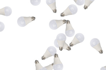 LED light bulbs. Lots of led light bulbs isolated on white background