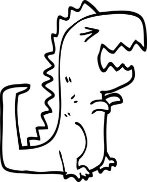 line drawing cartoon roaring t rex