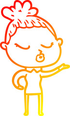 warm gradient line drawing cartoon calm woman