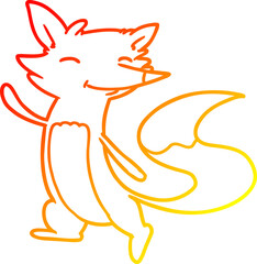 warm gradient line drawing cartoon happy fox