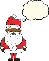 cartoon santa claus with thought bubble