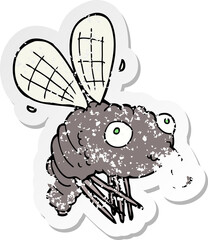 retro distressed sticker of a cartoon fly