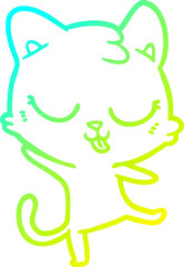 cold gradient line drawing cartoon cat