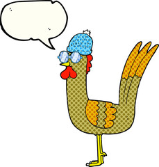 comic book speech bubble cartoon chicken wearing disguise