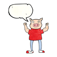 speech bubble textured cartoon pig man
