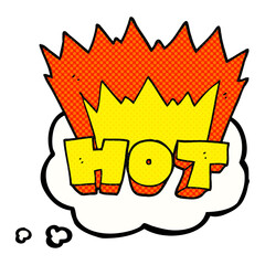 thought bubble cartoon word hot