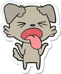 sticker of a cartoon disgusted dog shrugging shoulders