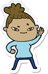 sticker of a cartoon woman
