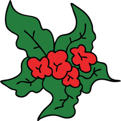 quirky hand drawn cartoon christmas flower