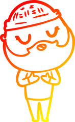 warm gradient line drawing cartoon man with beard