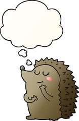 cute cartoon hedgehog and thought bubble in smooth gradient style