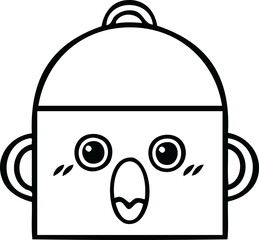 line drawing cartoon cooking pot