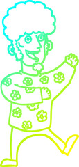 cold gradient line drawing cartoon dancing 70s man
