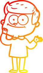 warm gradient line drawing cartoon happy man