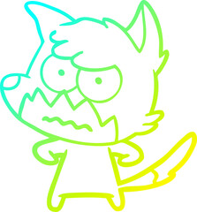 cold gradient line drawing cartoon annoyed fox