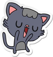 sticker cartoon of cute kawaii cat