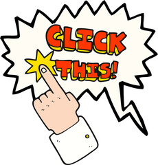 speech bubble cartoon click this symbol with hand