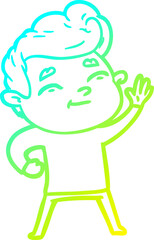 cold gradient line drawing happy cartoon man