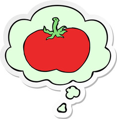 cartoon tomato and thought bubble as a printed sticker