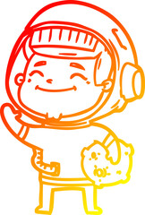 warm gradient line drawing happy cartoon astronaut