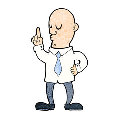 cartoon bald man with idea