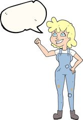 speech bubble cartoon determined woman clenching fist
