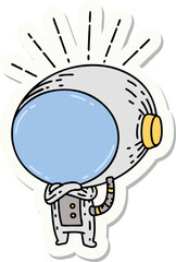 sticker of tattoo style astronaut
