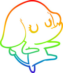 rainbow gradient line drawing cute cartoon elephant