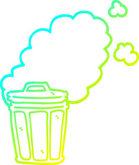 cold gradient line drawing cartoon stinky garbage can