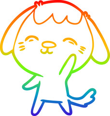 rainbow gradient line drawing happy cartoon dog