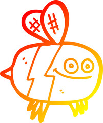 warm gradient line drawing cartoon bee